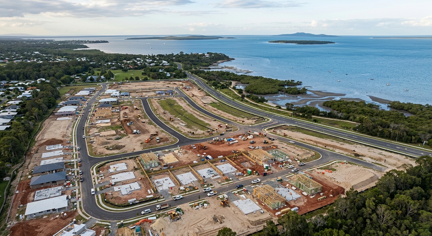 Aerial of a Moreton Bay coastal-fringe residential estate