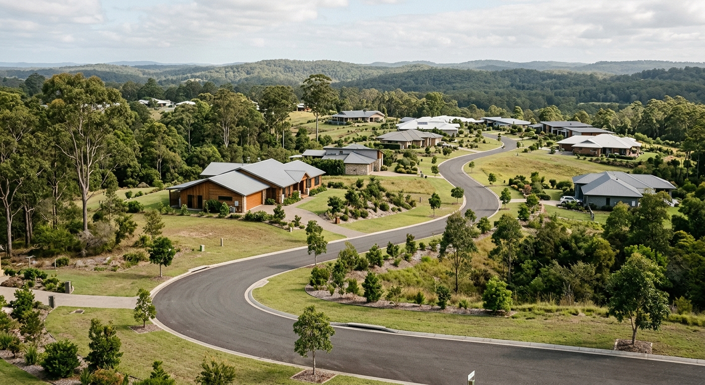 A low-density residential subdivision in the Noosa hinterland