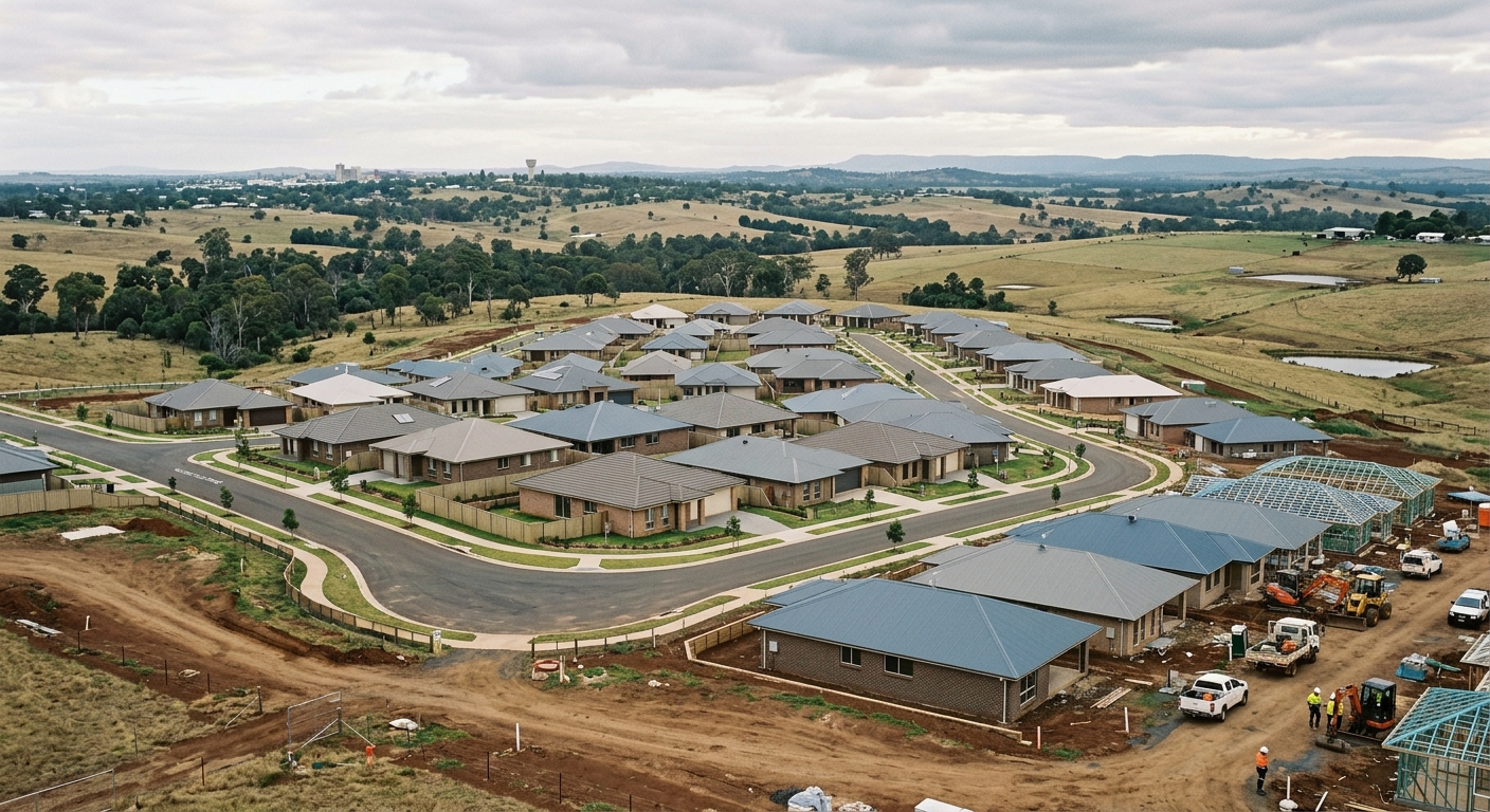 A new residential subdivision on the outskirts of Toowoomba